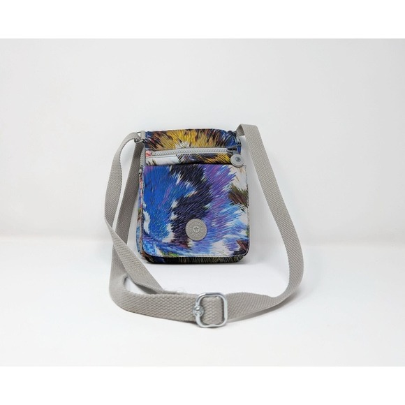 Kipling Purse Crossbody Gray Colorful Pattern Bag Nylon - Picture 1 of 15